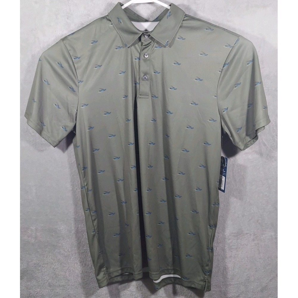 HUK Man's Size M - Small Charter Print Pursuit Polo UPF 50+ Quick Dry